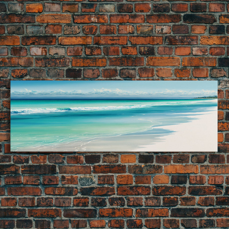 Ocean Waves Panoramic Framed Canvas Print