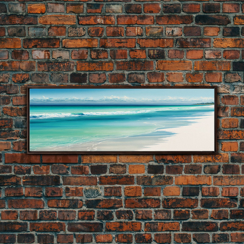 Ocean Waves Panoramic Framed Canvas Print