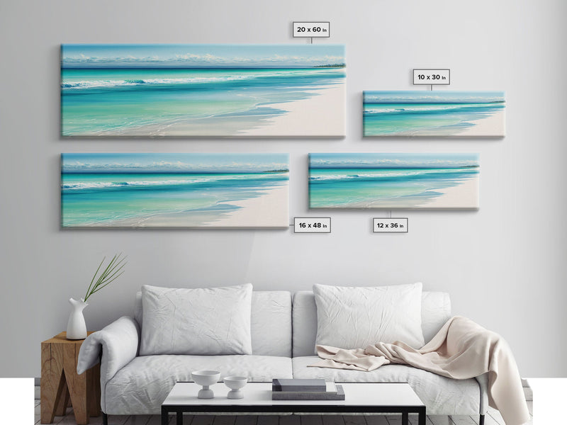 Ocean Waves Panoramic Framed Canvas Print