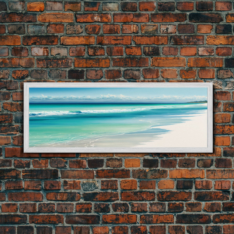 Ocean Waves Panoramic Framed Canvas Print