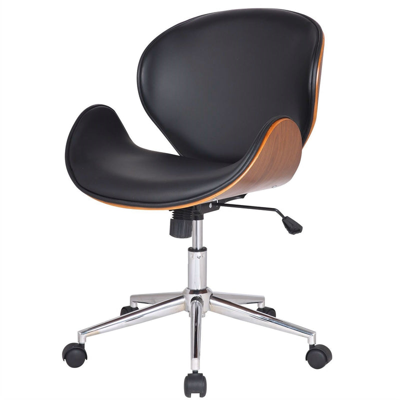 Black Faux Leather Office Chair with Curved Seat