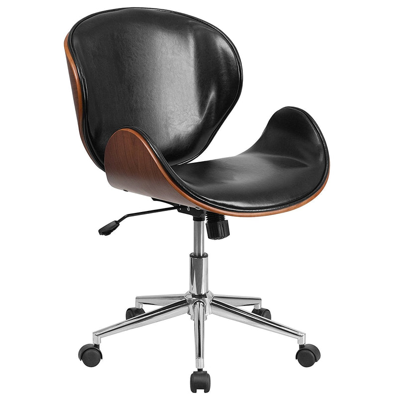 Faux Leather Office Chair with Curved Bentwood Seat