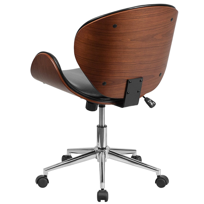 Faux Leather Office Chair with Curved Bentwood Seat
