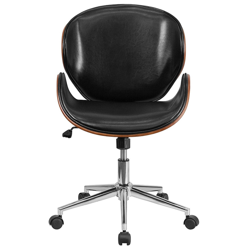 Faux Leather Office Chair with Curved Bentwood Seat