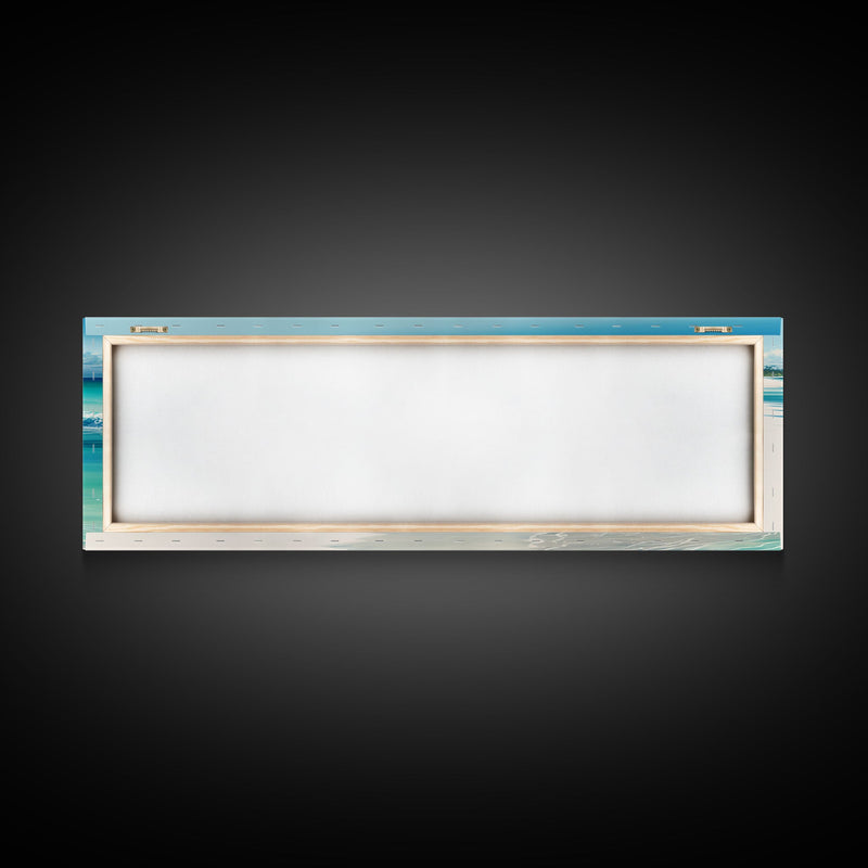 Ocean Waves Panoramic Framed Canvas Print