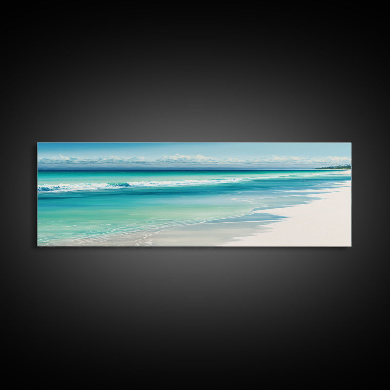 Ocean Waves Panoramic Framed Canvas Print