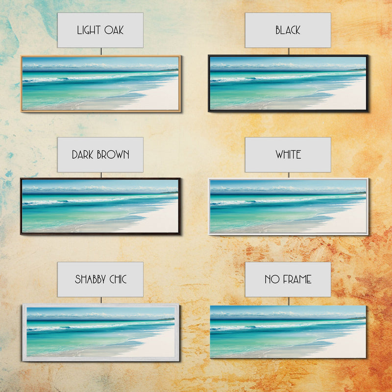 Ocean Waves Panoramic Framed Canvas Print